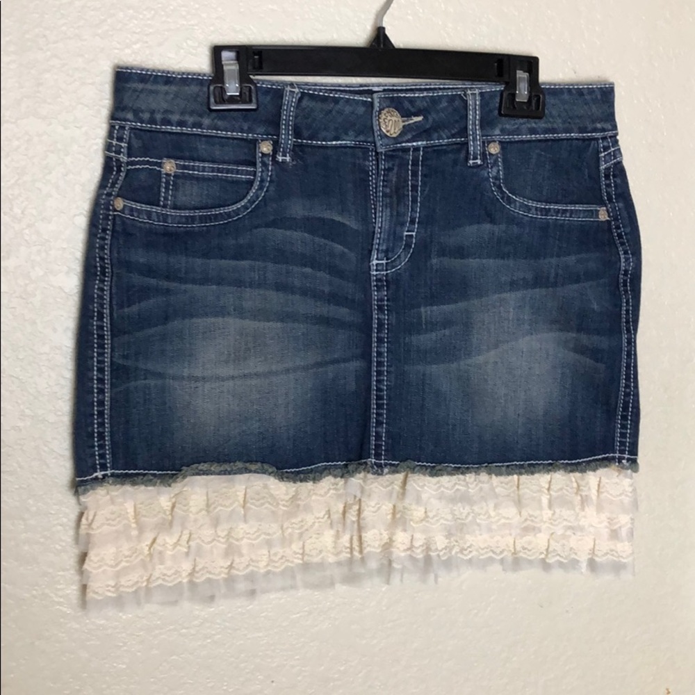 Wrangler Denim Skirt with Ruffle Trim